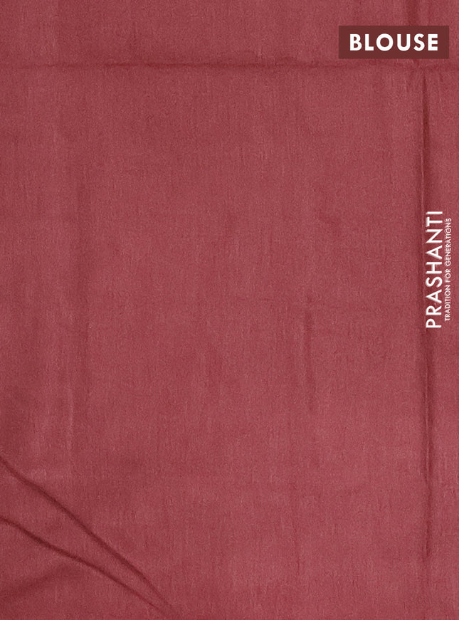 Semi bamboo saree maroon with silver zari woven buttas in borderless style