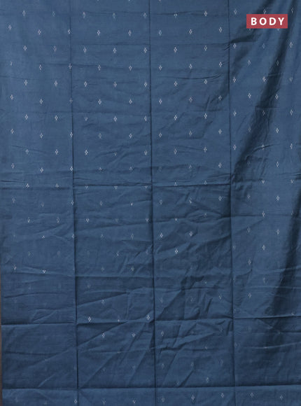 Semi bamboo saree pastel blue with silver zari woven buttas in borderless style