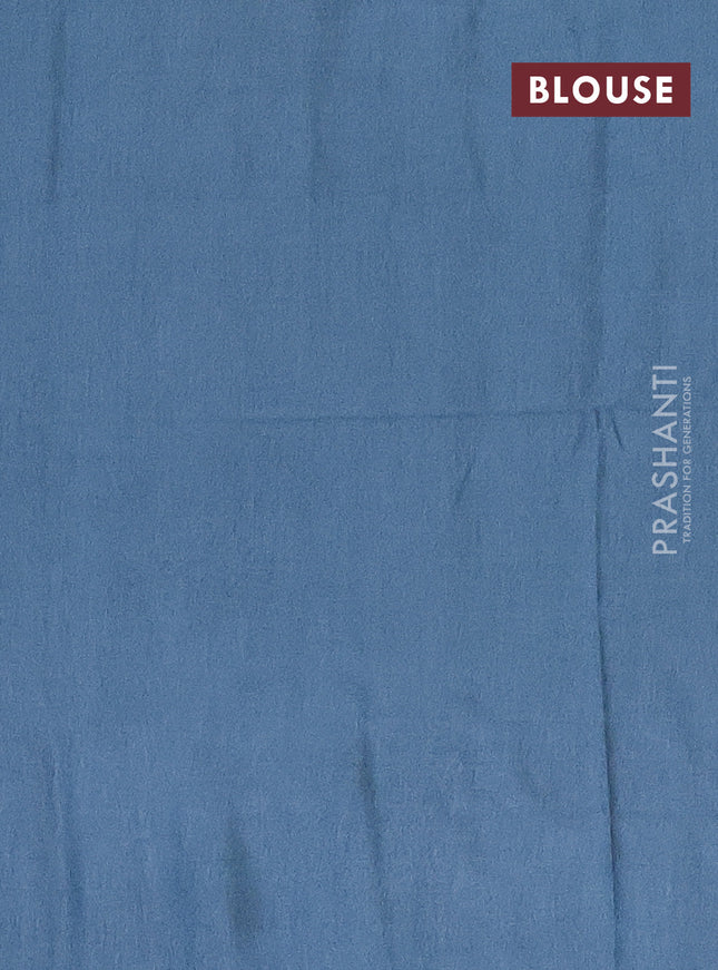 Semi bamboo saree pastel blue with silver zari woven buttas in borderless style