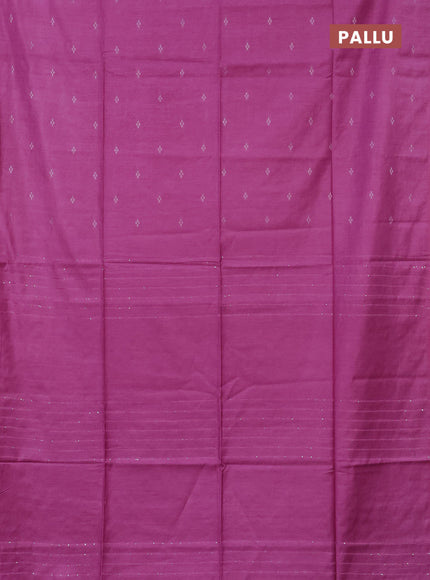 Semi bamboo saree magenta pink with silver zari woven buttas in borderless style