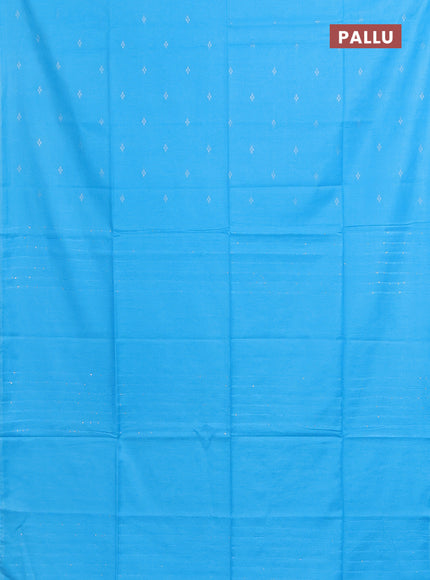 Semi bamboo saree light blue with silver zari woven buttas in borderless style