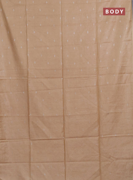 Semi bamboo saree sandal with silver zari woven buttas in borderless style