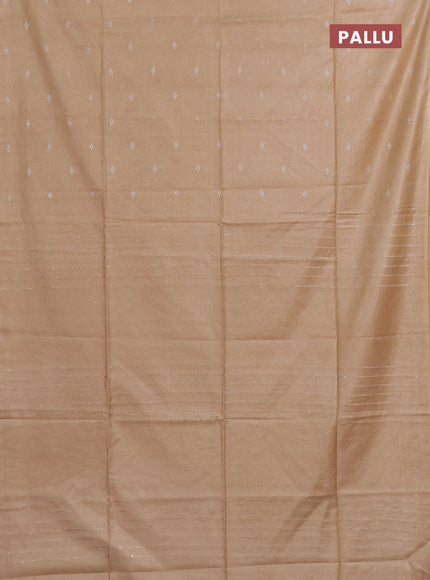 Semi bamboo saree sandal with silver zari woven buttas in borderless style