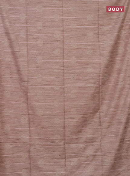 Semi bamboo saree beige with thread & sequin weaves and zari woven piping border