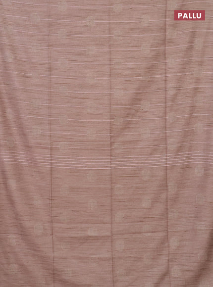 Semi bamboo saree beige with thread & sequin weaves and zari woven piping border