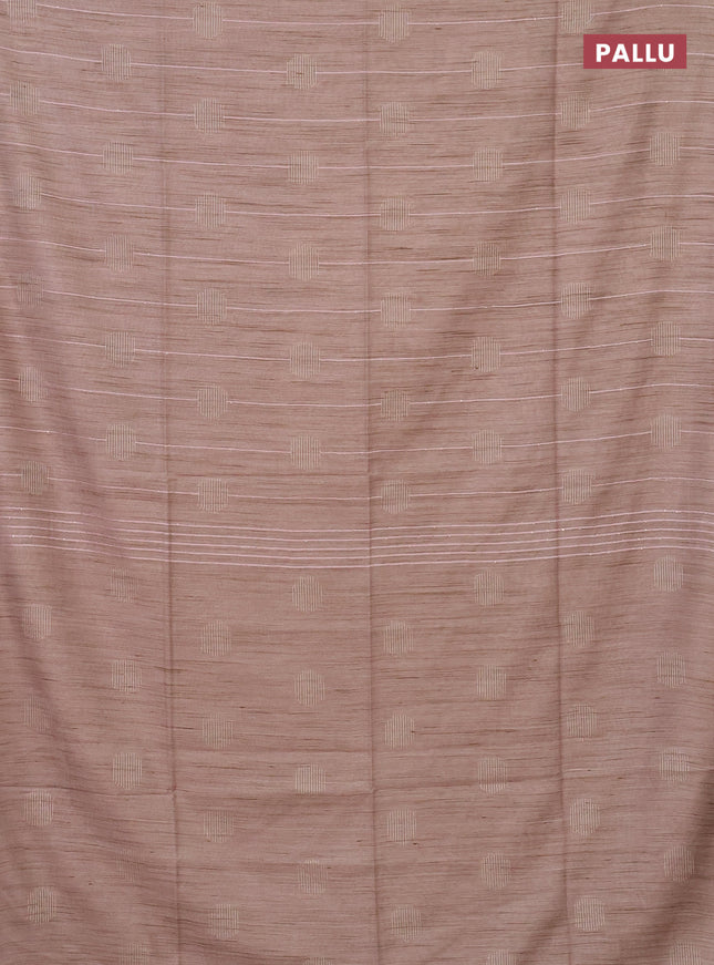 Semi bamboo saree beige with thread & sequin weaves and zari woven piping border