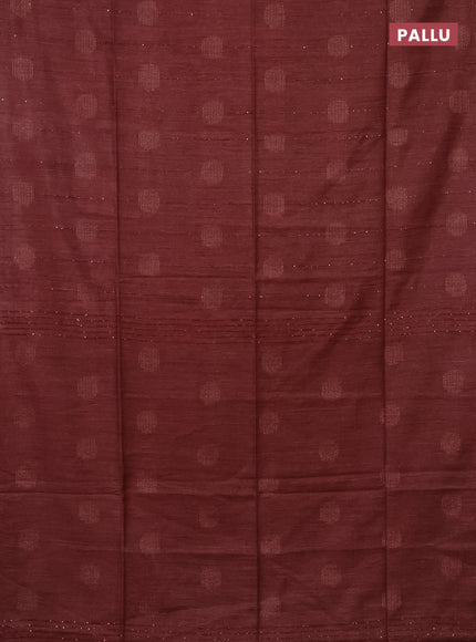 Semi bamboo saree maroon with thread & sequin weaves and zari woven piping border