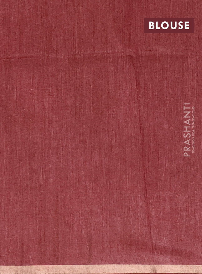 Semi bamboo saree maroon with thread & sequin weaves and zari woven piping border