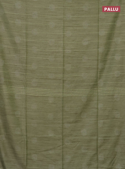 Semi bamboo saree pista green with thread & sequin weaves and zari woven piping border