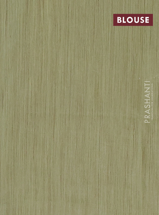 Semi bamboo saree pista green with thread & sequin weaves and zari woven piping border