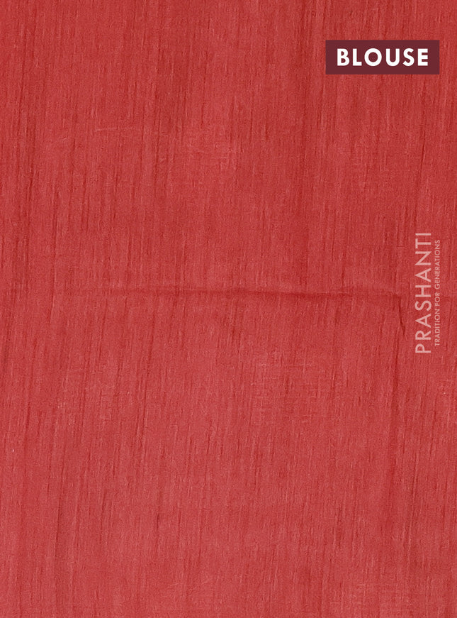 Semi bamboo saree red with thread & sequin weaves and zari woven piping border