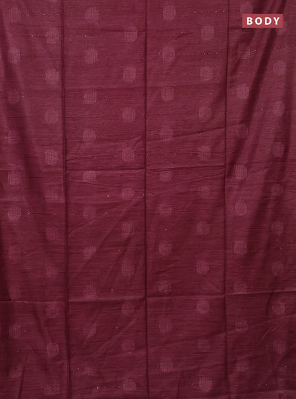 Semi bamboo saree maroon with thread & sequin weaves and zari woven piping border