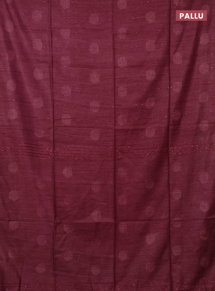 Semi bamboo saree maroon with thread & sequin weaves and zari woven piping border