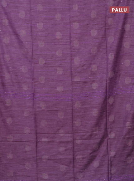 Semi bamboo saree lavender with thread & sequin weaves and zari woven piping border