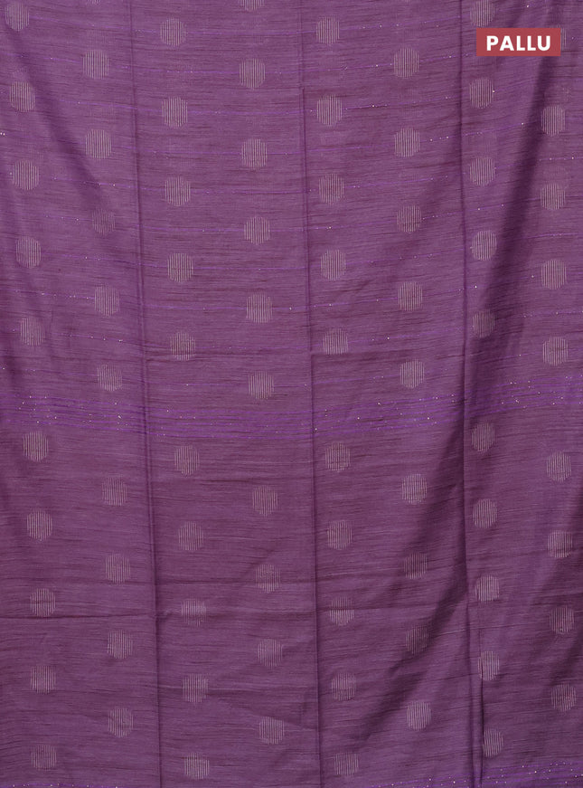Semi bamboo saree lavender with thread & sequin weaves and zari woven piping border