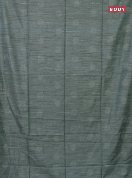 Semi bamboo saree pastel blue with thread & sequin weaves and zari woven piping border