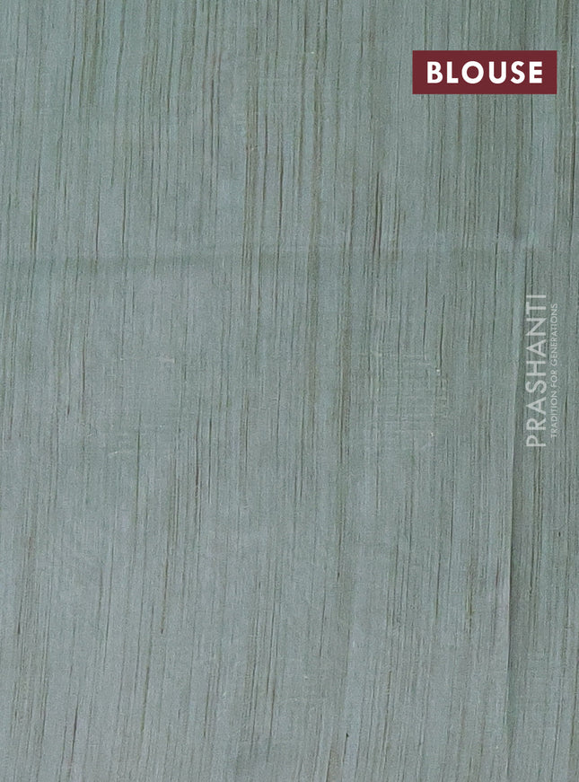 Semi bamboo saree pastel blue with thread & sequin weaves and zari woven piping border