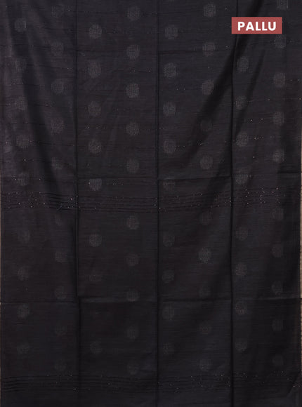 Semi bamboo saree grey with thread & sequin weaves and zari woven piping border