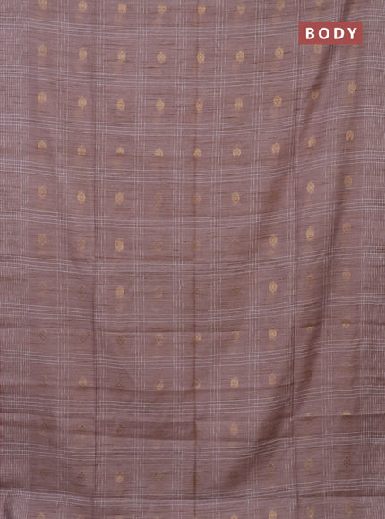 Semi bamboo saree pastel pink with allover thread weaves & zari buttas and woven border
