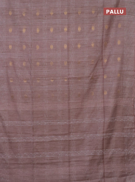 Semi bamboo saree pastel pink with allover thread weaves & zari buttas and woven border