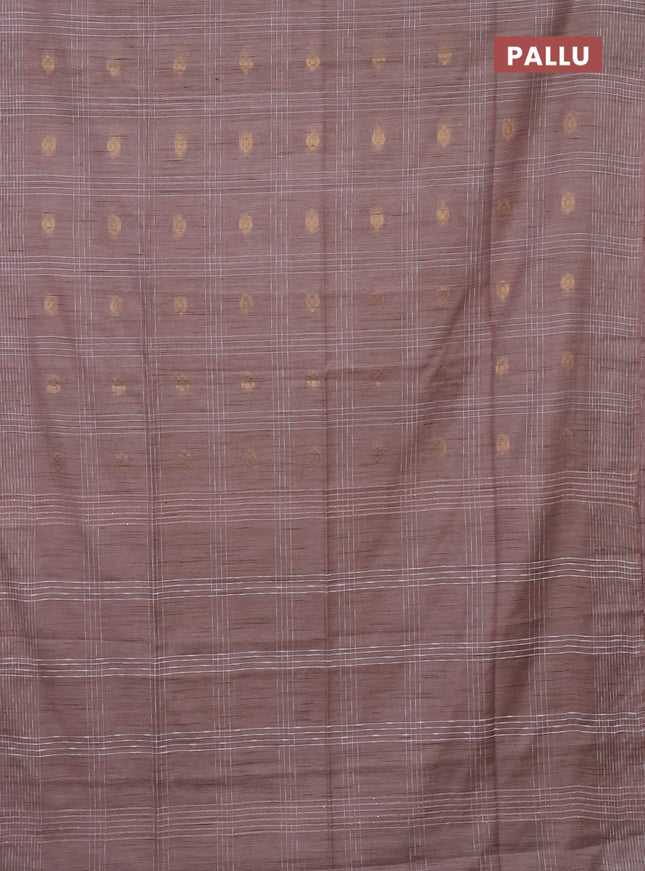 Semi bamboo saree pastel pink with allover thread weaves & zari buttas and woven border