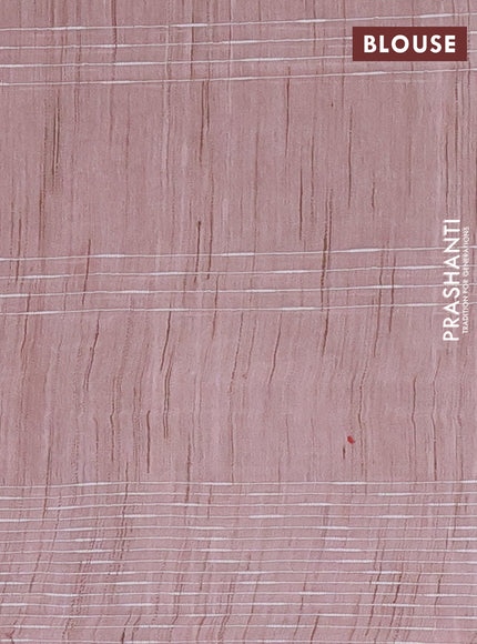 Semi bamboo saree pastel pink with allover thread weaves & zari buttas and woven border