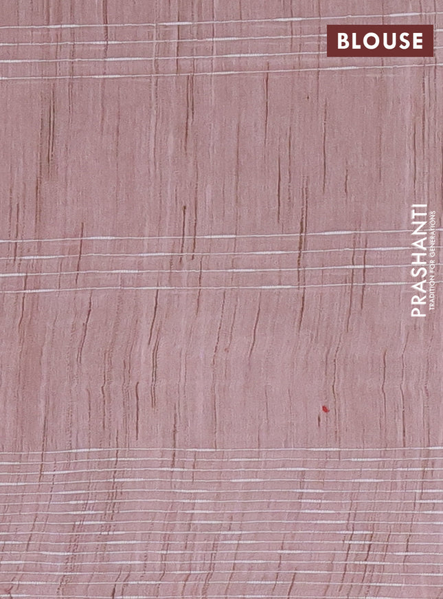 Semi bamboo saree pastel pink with allover thread weaves & zari buttas and woven border