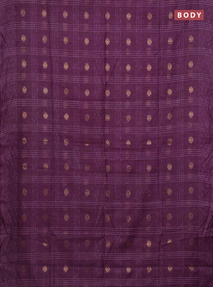 Semi bamboo saree purple with allover thread weaves & zari buttas and woven border