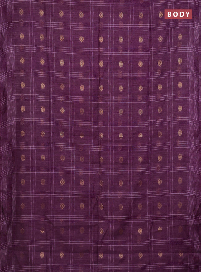 Semi bamboo saree purple with allover thread weaves & zari buttas and woven border