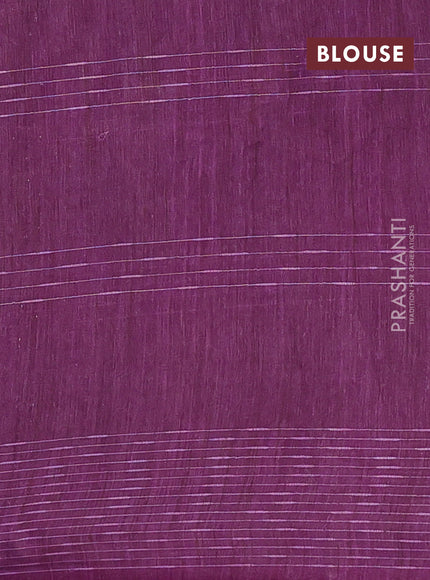 Semi bamboo saree purple with allover thread weaves & zari buttas and woven border