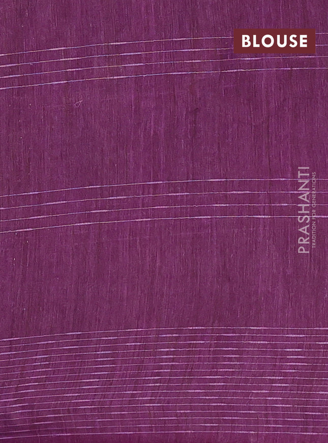 Semi bamboo saree purple with allover thread weaves & zari buttas and woven border