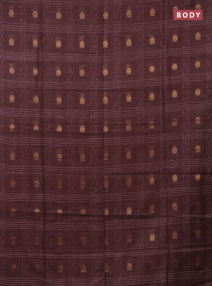 Semi bamboo saree dark magenta pink with allover thread weaves & zari buttas and woven border
