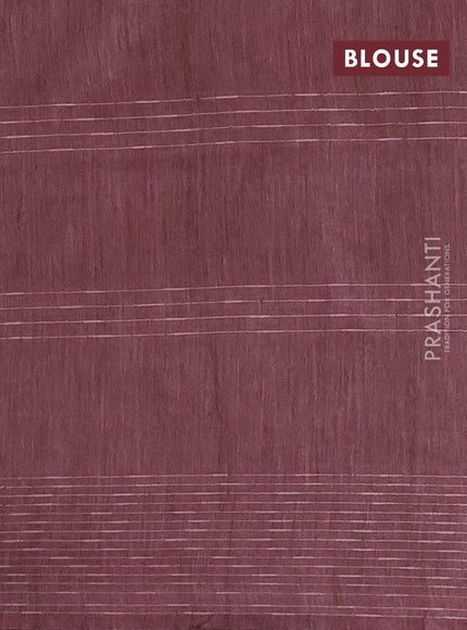 Semi bamboo saree dark magenta pink with allover thread weaves & zari buttas and woven border