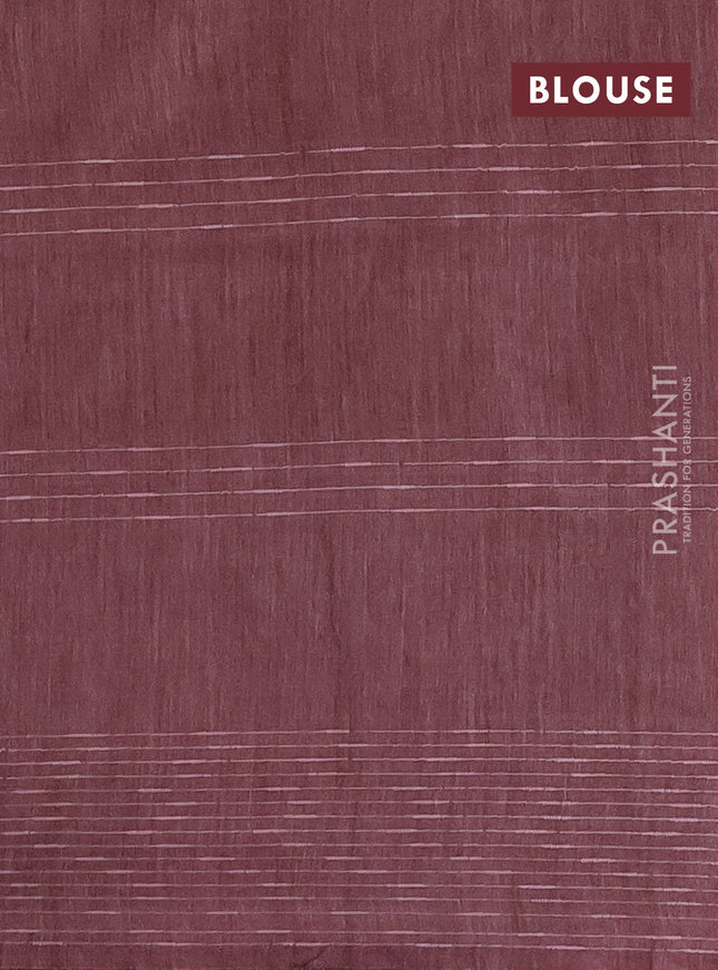 Semi bamboo saree dark magenta pink with allover thread weaves & zari buttas and woven border