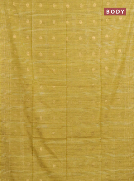 Semi bamboo saree brown with allover thread weaves & zari buttas and woven border