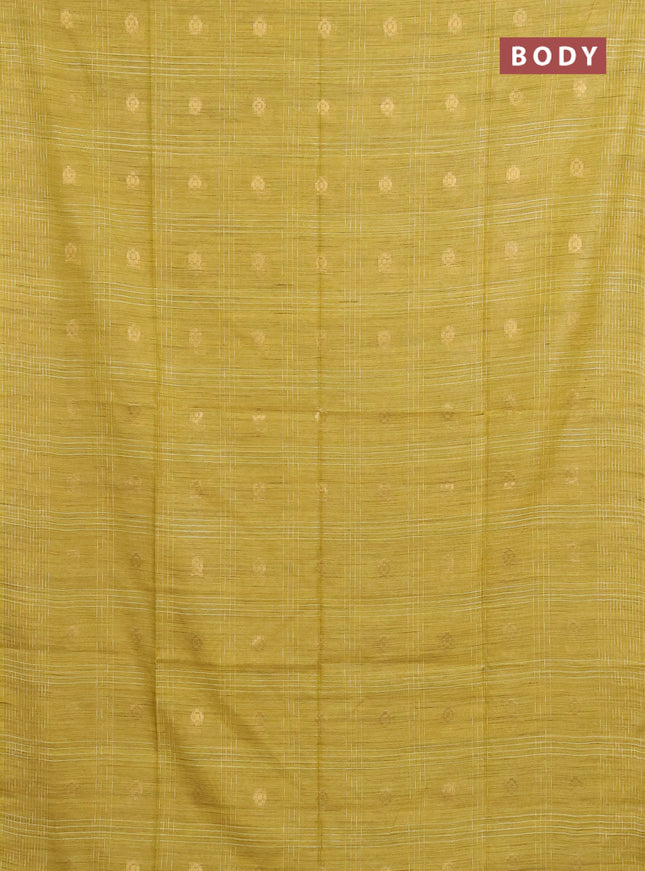 Semi bamboo saree brown with allover thread weaves & zari buttas and woven border