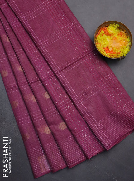 Semi bamboo saree lime yellow with allover thread weaves & zari buttas and woven border