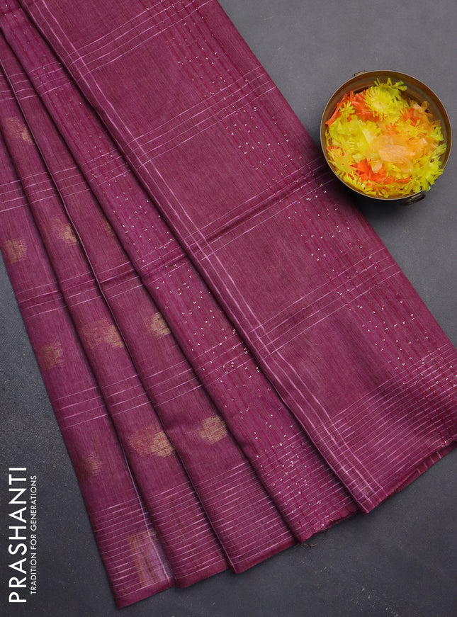 Semi bamboo saree lime yellow with allover thread weaves & zari buttas and woven border