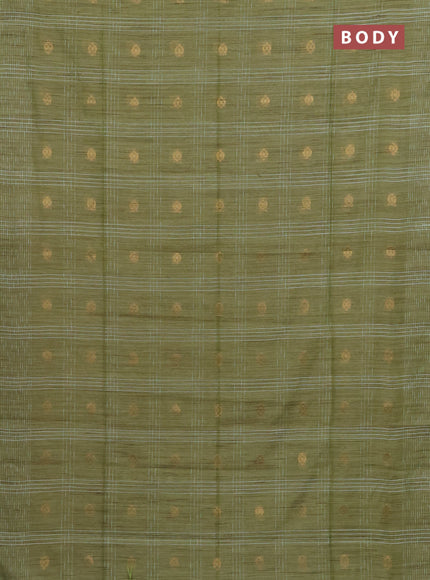 Semi bamboo saree pista green with allover thread weaves & zari buttas and woven border