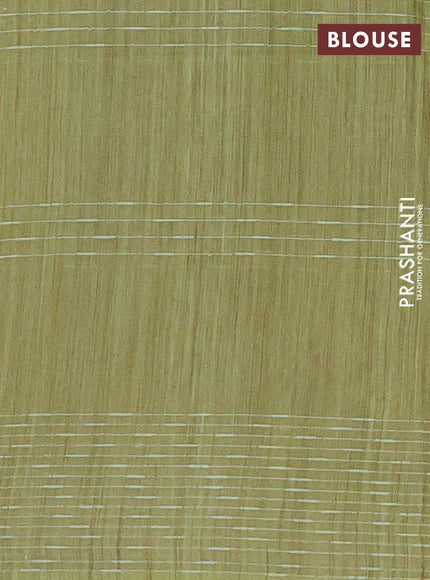 Semi bamboo saree pista green with allover thread weaves & zari buttas and woven border