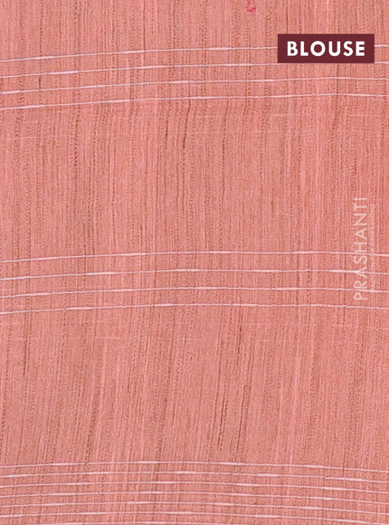 Semi bamboo saree peach orange with allover thread weaves & zari buttas and woven border