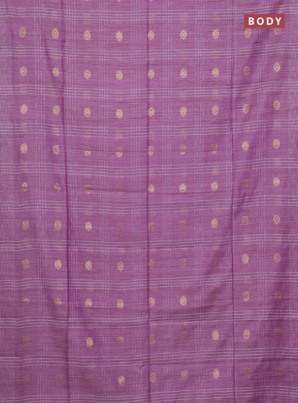 Semi bamboo saree lavender with allover thread weaves & zari buttas and woven border