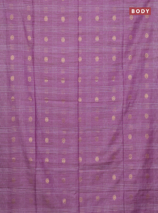 Semi bamboo saree lavender with allover thread weaves & zari buttas and woven border