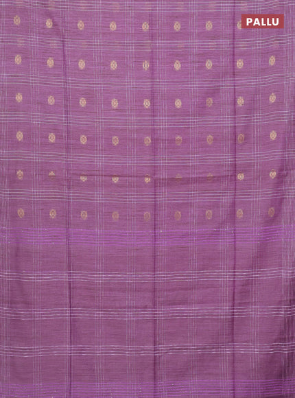 Semi bamboo saree lavender with allover thread weaves & zari buttas and woven border