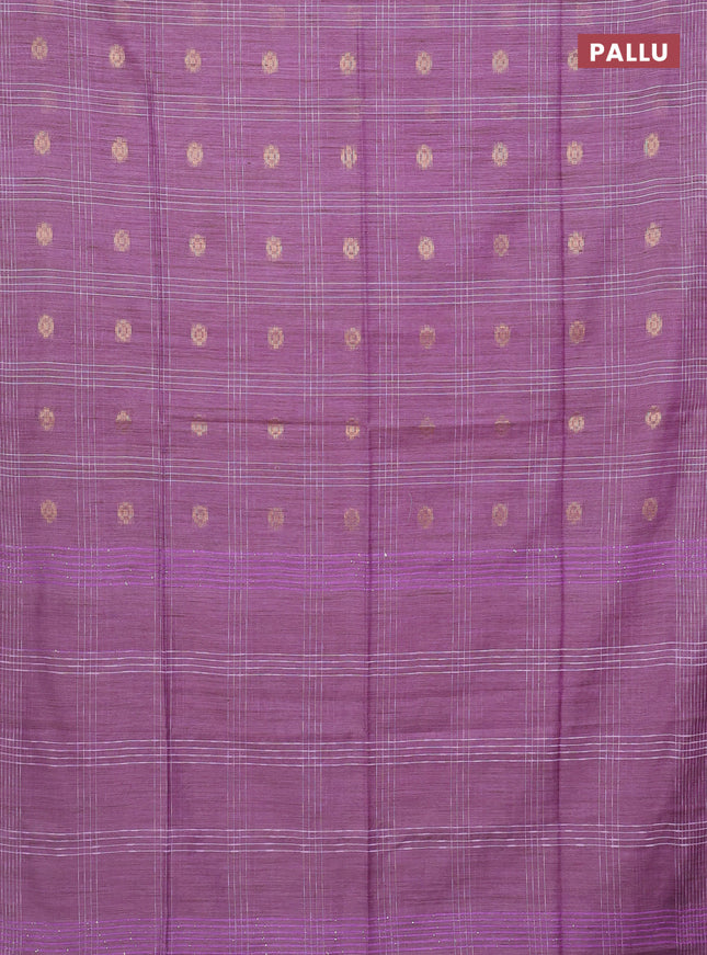 Semi bamboo saree lavender with allover thread weaves & zari buttas and woven border