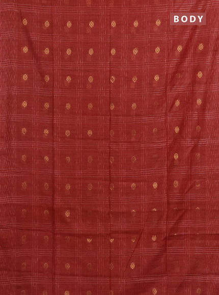 Semi bamboo saree red with allover thread weaves & zari buttas and woven border