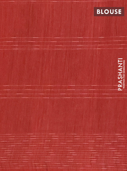 Semi bamboo saree red with allover thread weaves & zari buttas and woven border