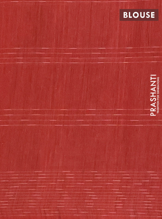 Semi bamboo saree red with allover thread weaves & zari buttas and woven border