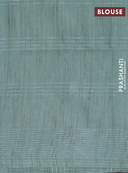 Semi bamboo saree pastel green with allover thread weaves & zari buttas and woven border