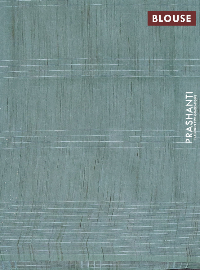 Semi bamboo saree pastel green with allover thread weaves & zari buttas and woven border